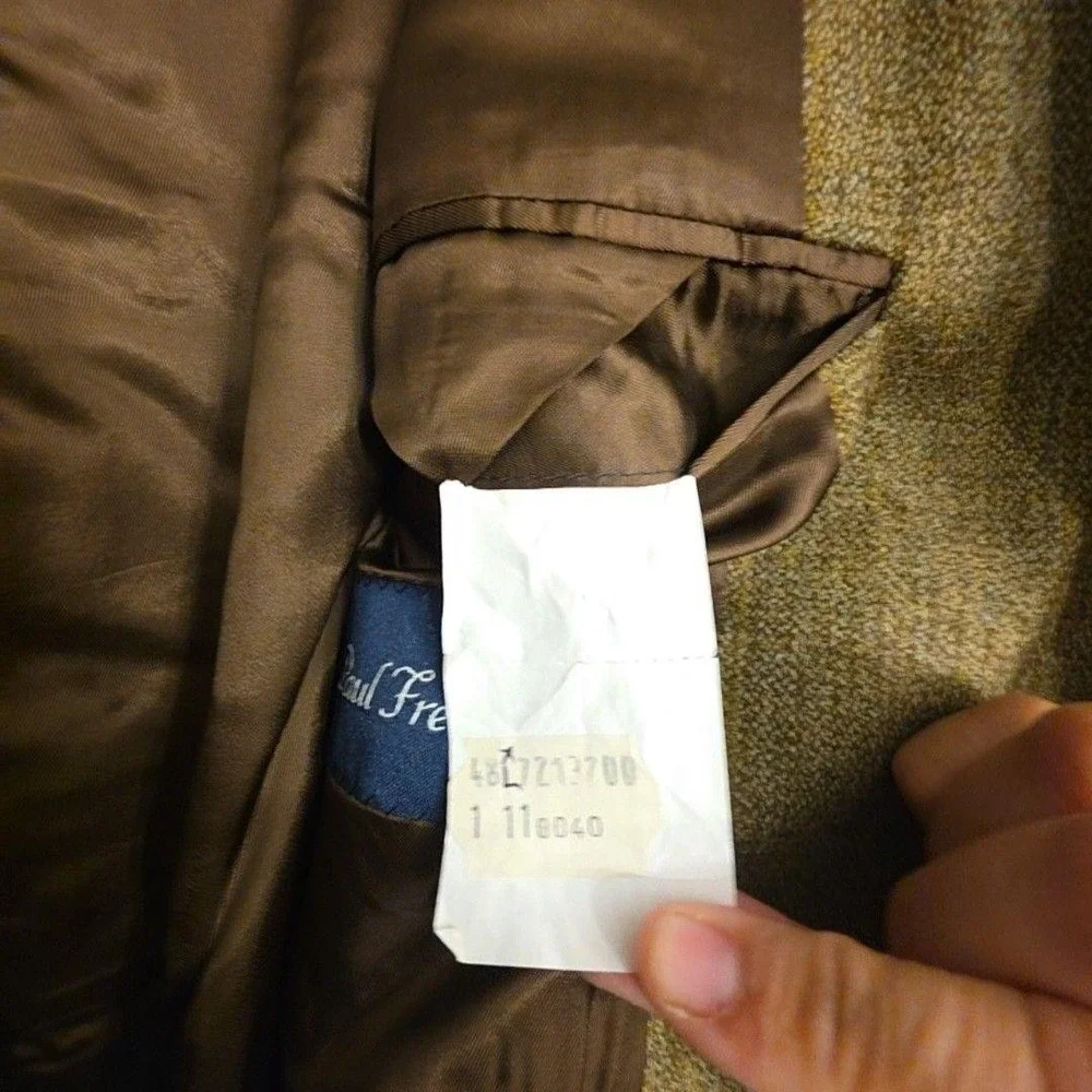 Paul Fredrick Suit Mens 48XL 44x34 Brown Wool Herringbone 2 Piece Big Tall